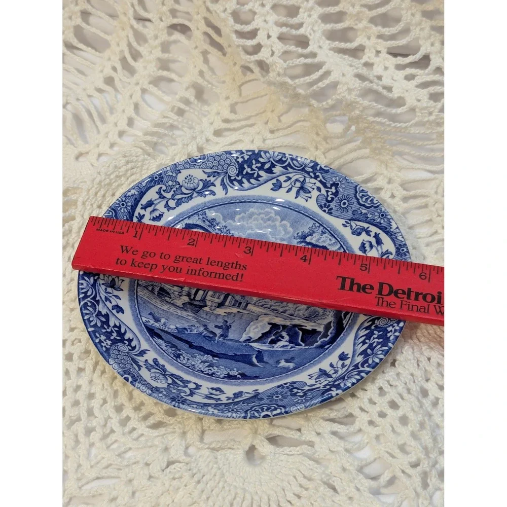 Spode Blue Italian Tea Cup and Saucer Made in England Blue White Transferware